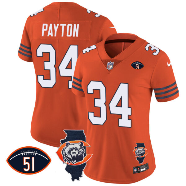 Women's Bears Throwback Illinois Patch Vapor Jersey - All Stitched - Image 23
