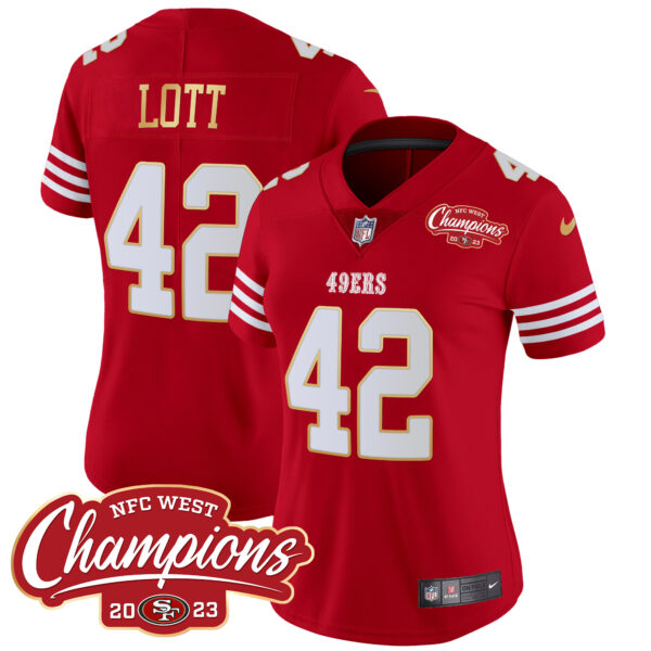 Women's 49ers NFC West Champions Gold Trim Vapor Jersey - All Stitched - Image 49