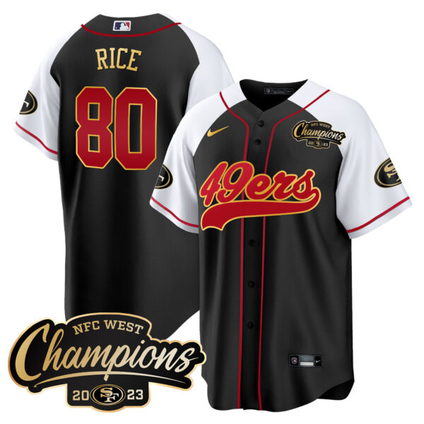 Men's 49ers 2023 NFC West Champions Baseball Gold Trim Jersey - All Stitched - Image 36