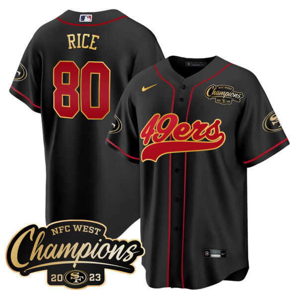 Men's 49ers 2023 NFC West Champions Baseball Gold Trim Jersey - All Stitched - Image 6