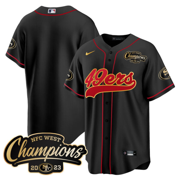 Men's 49ers 2023 NFC West Champions Baseball Gold Trim Jersey - All Stitched - Image 10