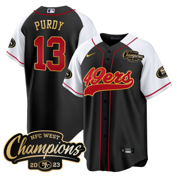 Men's 49ers 2023 NFC West Champions Baseball Gold Trim Jersey - All Stitched - Image 33