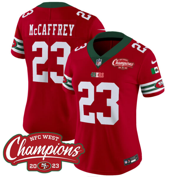 Women's 49ers Mexico 2023 NFC West Champions Patch Vapor Jersey - All Stitched - Image 11