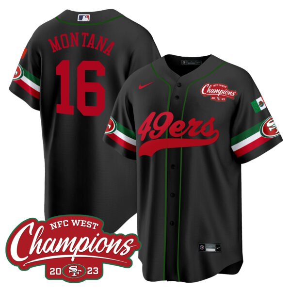 Men's 49ers Mexico 2023 NFC West Champions Baseball Jersey - All Stitched - Image 18
