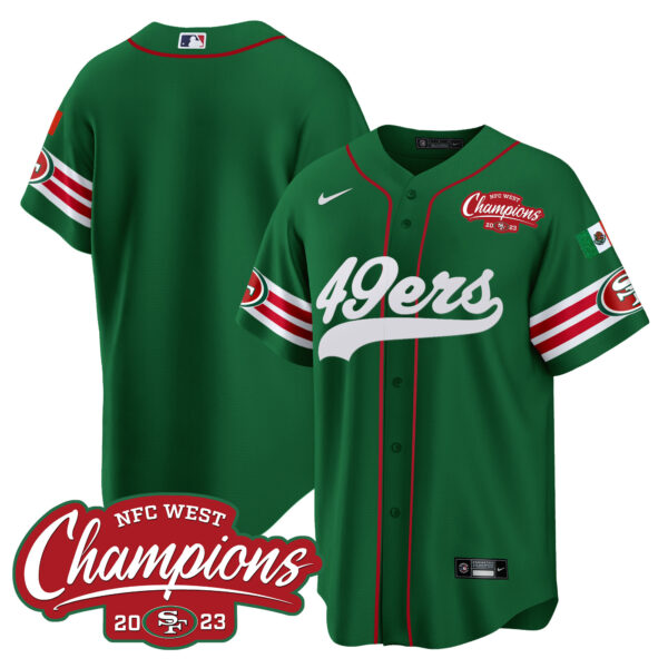 Men's 49ers Mexico 2023 NFC West Champions Baseball Jersey - All Stitched - Image 40