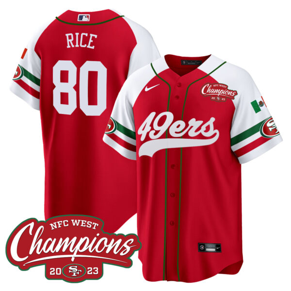 Men's 49ers Mexico 2023 NFC West Champions Baseball Jersey - All Stitched - Image 56