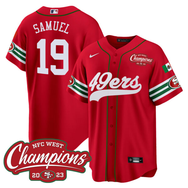 Men's 49ers Mexico 2023 NFC West Champions Baseball Jersey - All Stitched - Image 23