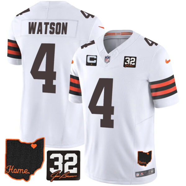 Men's Browns #32 Jim Brown Memorial & Home Patch Jersey V3 - All Stitched - Image 20