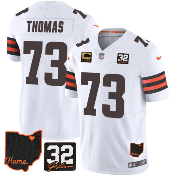 Men's Browns #32 Jim Brown Memorial & Home Patch Jersey V3 - All Stitched - Image 21