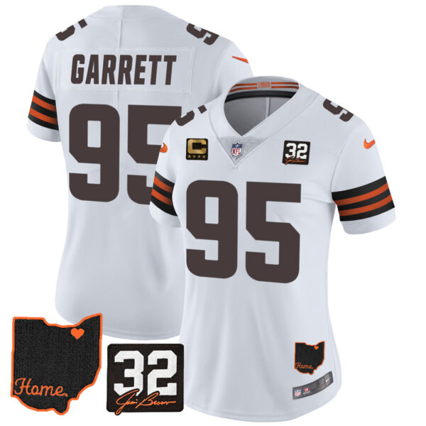 Women's Browns #32 Jim Brown Memorial & Home Patch Jersey V3 - All Stitched - Image 19
