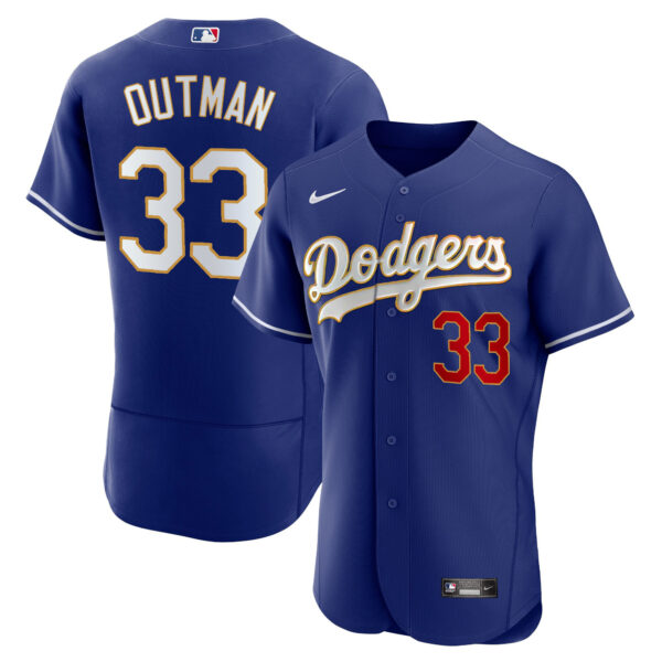 Men's Los Angeles Dodgers Gold Trim Flex Base Jersey - All Stitched - Image 38