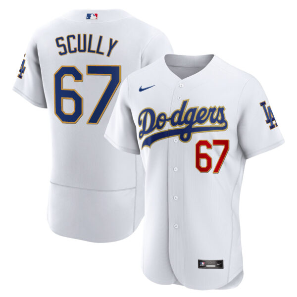Men's Los Angeles Dodgers Gold Trim Flex Base Jersey - All Stitched - Image 24