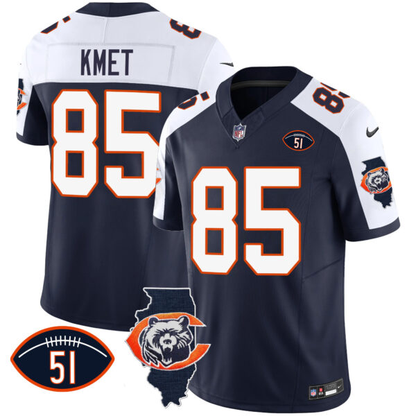 Men's Bears Throwback Illinois Patch Vapor Jersey - All Stitched - Image 7