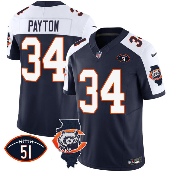 Men's Bears Throwback Illinois Patch Vapor Jersey - All Stitched - Image 6