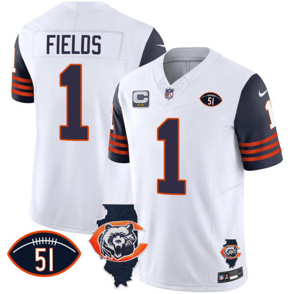 Men's Bears Throwback Illinois Patch Vapor Jersey - All Stitched - Image 29