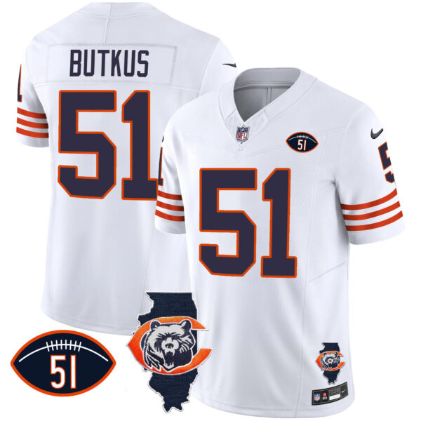Men's Bears Throwback Illinois Patch Vapor Jersey - All Stitched - Image 17