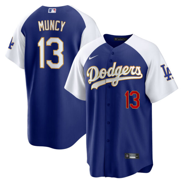 Men's Los Angeles Dodgers Gold Trim Cool Base Jersey - All Stitched - Image 16
