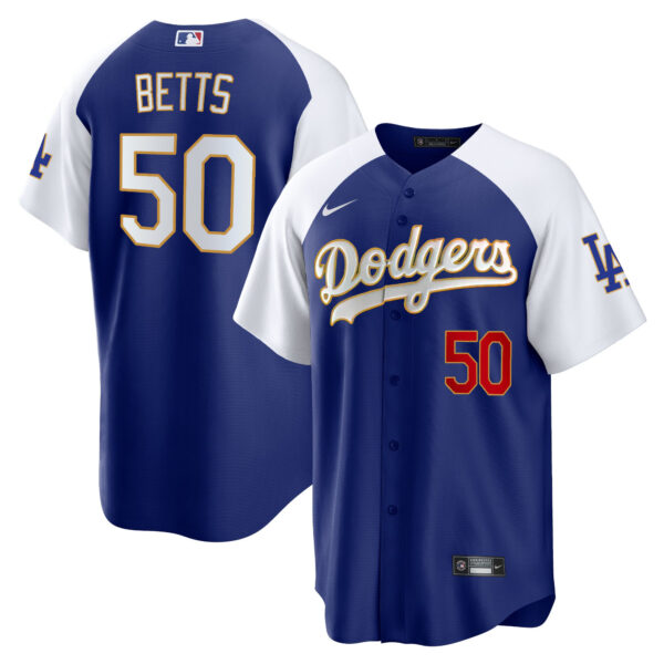 Men's Los Angeles Dodgers Gold Trim Cool Base Jersey - All Stitched - Image 13