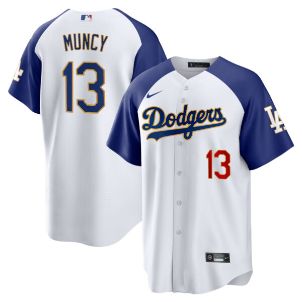 Men's Los Angeles Dodgers Gold Trim Cool Base Jersey - All Stitched - Image 6