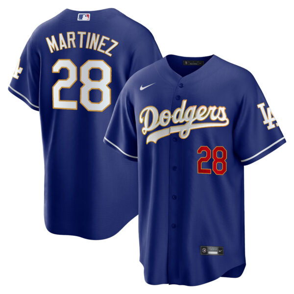 Men's Los Angeles Dodgers Gold Trim Cool Base Jersey - All Stitched - Image 37