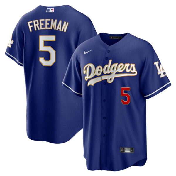 Men's Los Angeles Dodgers Gold Trim Cool Base Jersey - All Stitched - Image 32