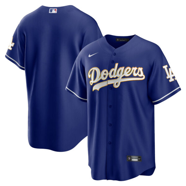 Men's Los Angeles Dodgers Gold Trim Cool Base Jersey - All Stitched - Image 40
