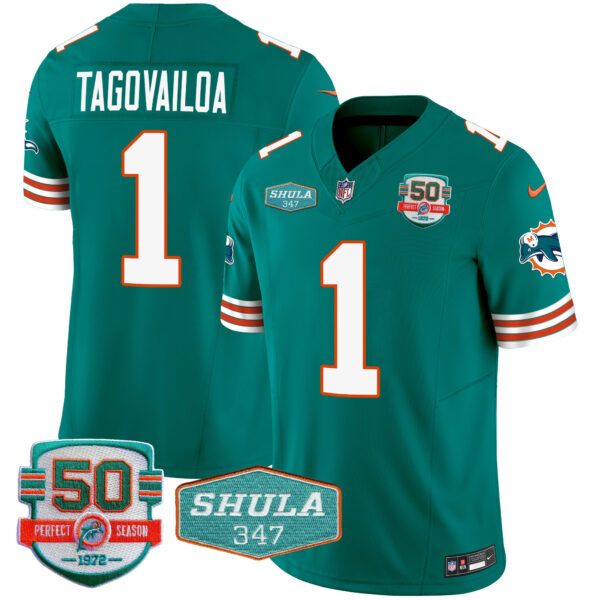 Men's Dolphins Throwback Shula 347 Patch Vapor Jersey - All Stitched - Image 17