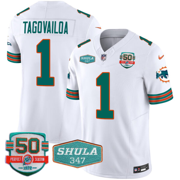 Men's Dolphins Throwback Shula 347 Patch Vapor Jersey - All Stitched - Image 25