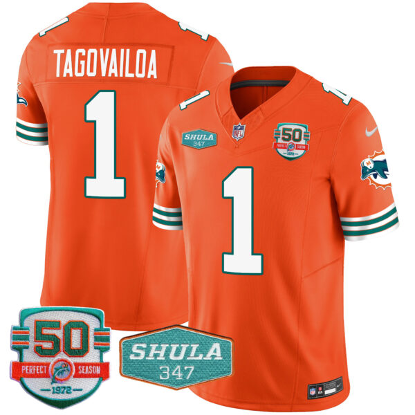 Men's Dolphins Throwback Shula 347 Patch Vapor Jersey - All Stitched - Image 41