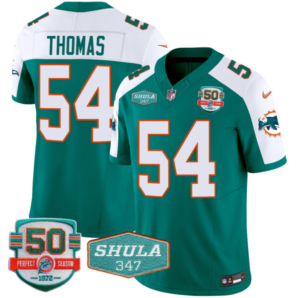 Men's Dolphins Throwback Shula 347 Patch Vapor Jersey - All Stitched - Image 14