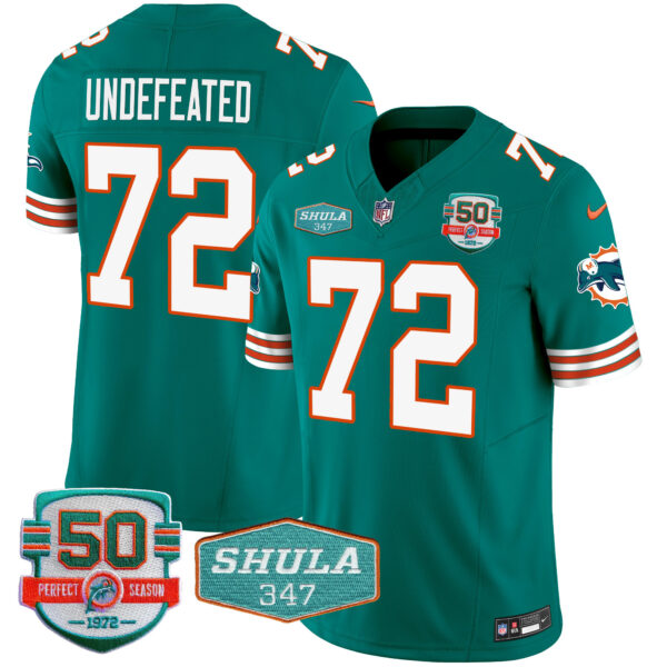 Men's Dolphins Throwback Shula 347 Patch Vapor Jersey - All Stitched - Image 24
