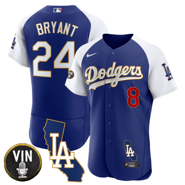 Men's Dodgers California Patch Gold Trim Flex Base Jersey - All Stitched - Image 35
