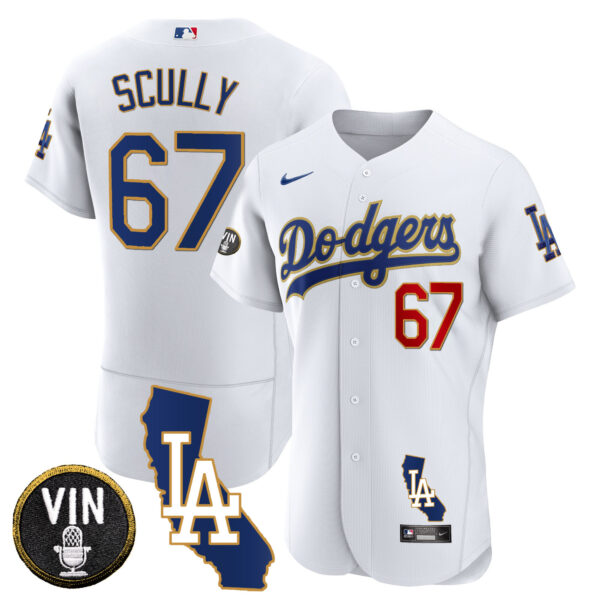Men's Dodgers California Patch Gold Trim Flex Base Jersey - All Stitched - Image 13