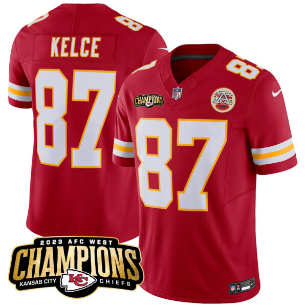 Men's Chiefs 2023 AFC West Champions Patch Vapor Limited Jersey V2 - All Stitched - Image 32
