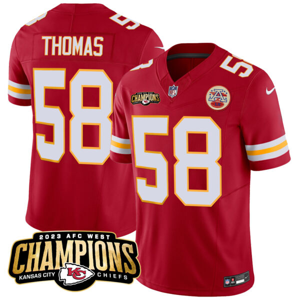 Men's Chiefs 2023 AFC West Champions Patch Vapor Limited Jersey V2 - All Stitched - Image 33