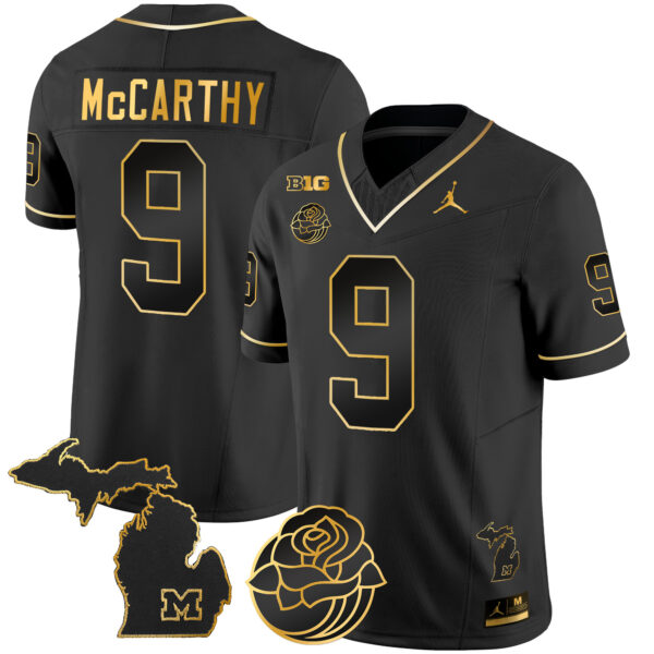 Men's Michigan Wolverines Rose Bowl Patch Gold Vapor Jersey - All Stitched - Image 13