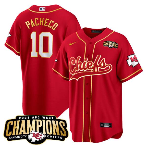 Men's Chiefs 2023 AFC West Champions Patch Baseball Jersey - All Stitched - Image 6
