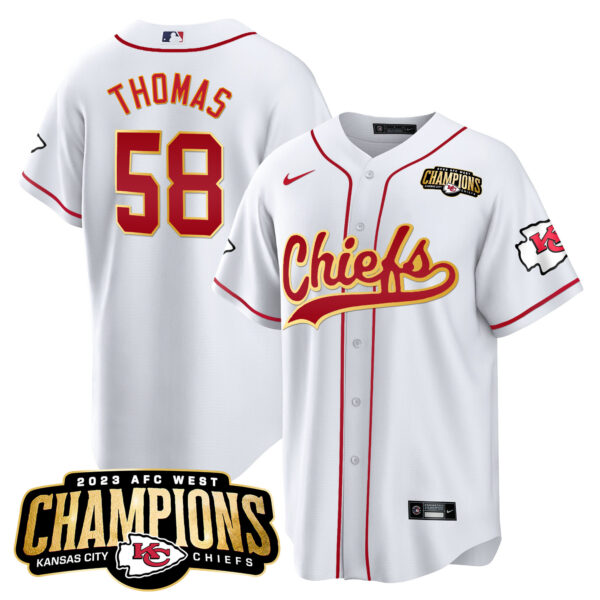 Men's Chiefs 2023 AFC West Champions Patch Baseball Jersey - All Stitched - Image 12