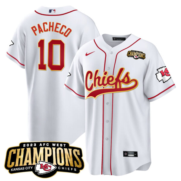 Men's Chiefs 2023 AFC West Champions Patch Baseball Jersey - All Stitched - Image 14