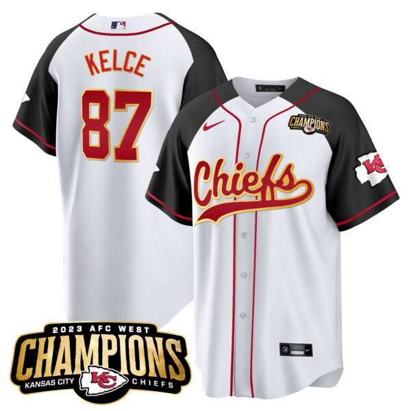Men's Chiefs 2023 AFC West Champions Patch Baseball Jersey - All Stitched - Image 34