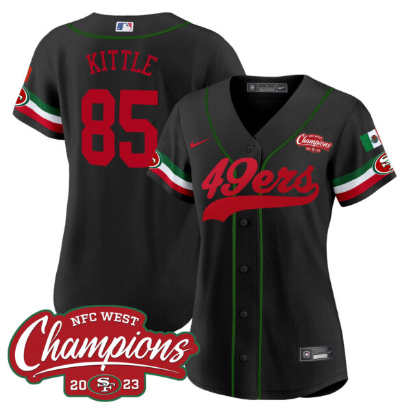 Women's 49ers Mexico 2023 NFC West Champions Baseball Jersey - All Stitched - Image 15