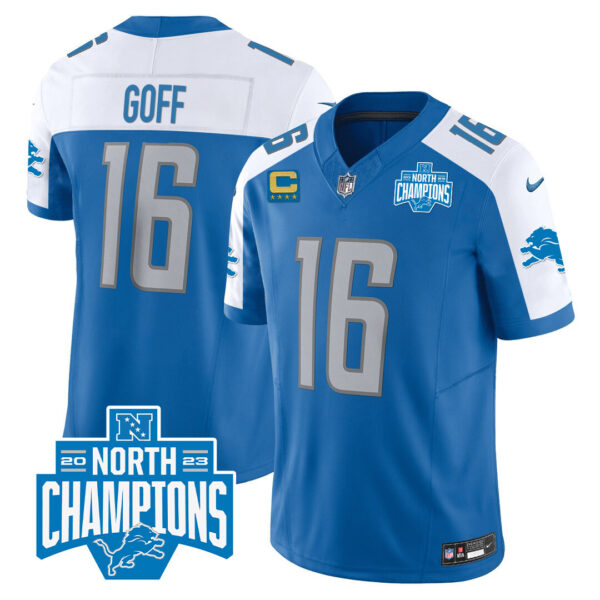 Men's Detroit Lions 2023 NFC North Division Champions Patch Vapor Jersey - All Stitched - Image 8
