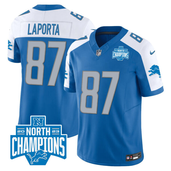 Men's Detroit Lions 2023 NFC North Division Champions Patch Vapor Jersey - All Stitched - Image 12