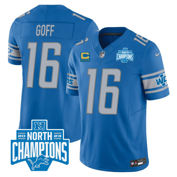 Men's Detroit Lions 2023 NFC North Division Champions Patch Vapor Jersey - All Stitched - Image 14