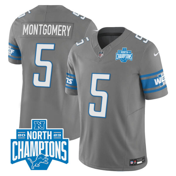 Men's Detroit Lions 2023 NFC North Division Champions Patch Vapor Jersey - All Stitched - Image 28