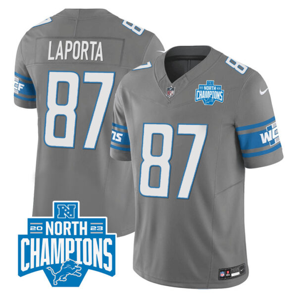 Men's Detroit Lions 2023 NFC North Division Champions Patch Vapor Jersey - All Stitched - Image 30