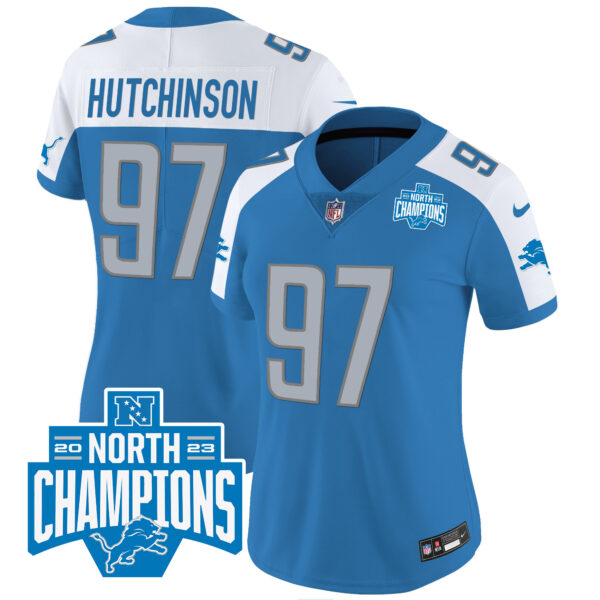 Women's Detroit Lions 2023 NFC North Division Champions Patch Vapor Jersey - All Stitched - Image 7