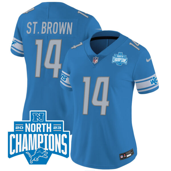 Women's Detroit Lions 2023 NFC North Division Champions Patch Vapor Jersey - All Stitched - Image 15