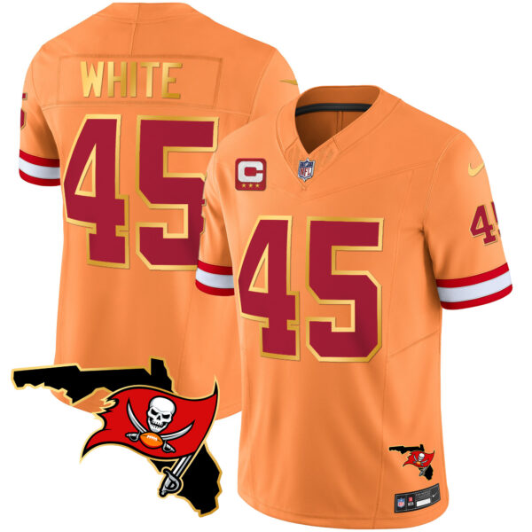 Men's Buccaneers Florida Patch Gold Trim Vapor Jersey - All Stitched - Image 42