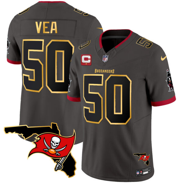 Men's Buccaneers Florida Patch Gold Trim Vapor Jersey - All Stitched - Image 33